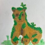 Drawing of a tree stump shaped like a bear